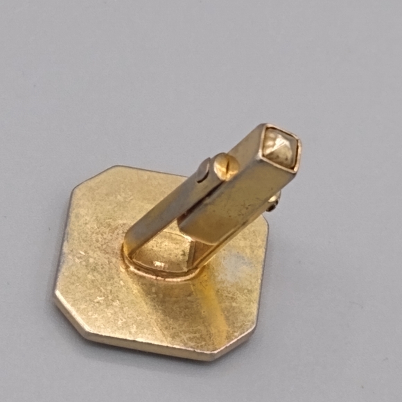 Gold Geometric Pyramid Cuff Links Vintage - Picture 8 of 12